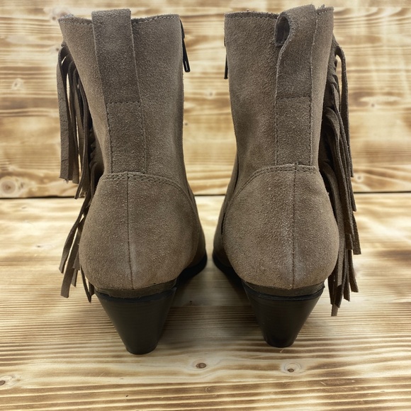 Dingo Gigi Tan Suede Fringe Toe Cap Western Boots Sz 10 - Picture 4 of 10